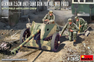 German 7.5cm Anti-Tank Gun PAK 40, Mid. Prod. with field artillery crew